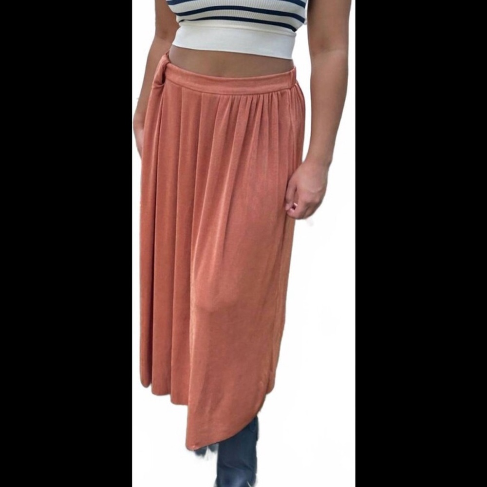 Anthropologie Peachy Orange Midi Skirt
